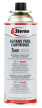 Sterno 50190 Butane Fuel Cartridge with TSV, 8 oz Can, 4 hr Burn Time